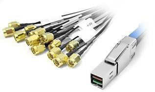 Proprietary Mini-SAS HD to SMA breakout cable for digital outputs