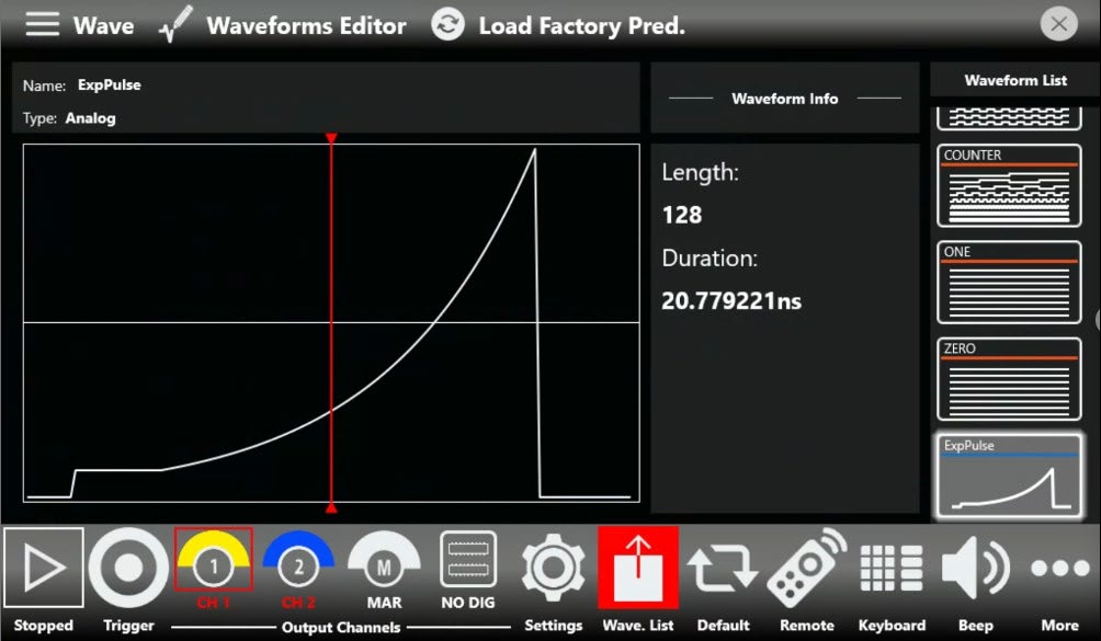 Gaussian pulse setup and capture