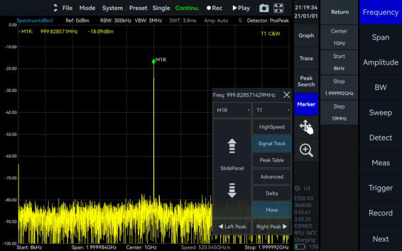Signal Track measurement screen in Vector Signal Studio