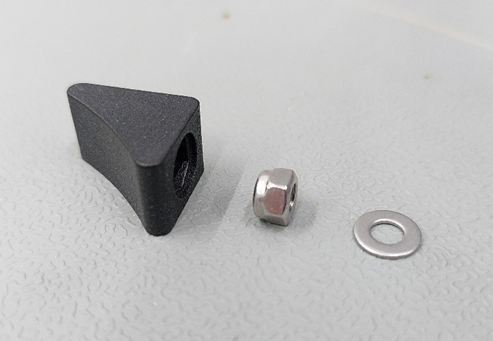 Corner piece, M4 lock nut, and washer orientation for the MSB-303 sensor plate