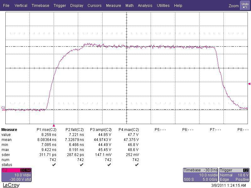 AT45 output waveform: High Z load at 45 V
