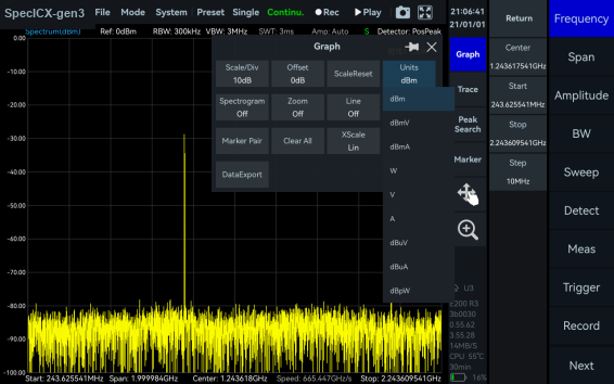SpecICX-gen3 screenshot: Multiple Unit Display