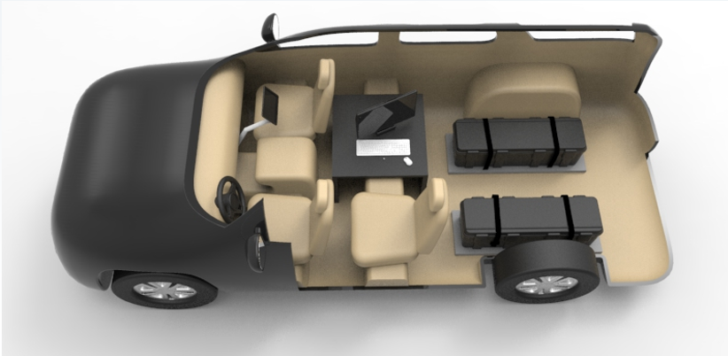 Cutaway view of SAMmobile 150 detector modules installed in a response vehicle